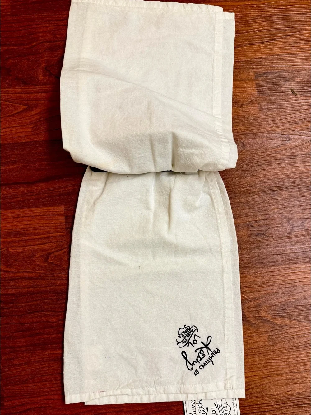 Primitives by Kathy White Cotton Cat Kitchen Towel with Red & Black Print